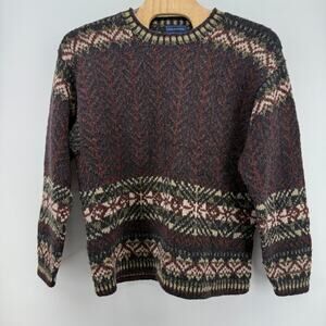 Davis & Squire Wool Sweater Mens XL Hand Knit Shetland Blue Chunky Nordic